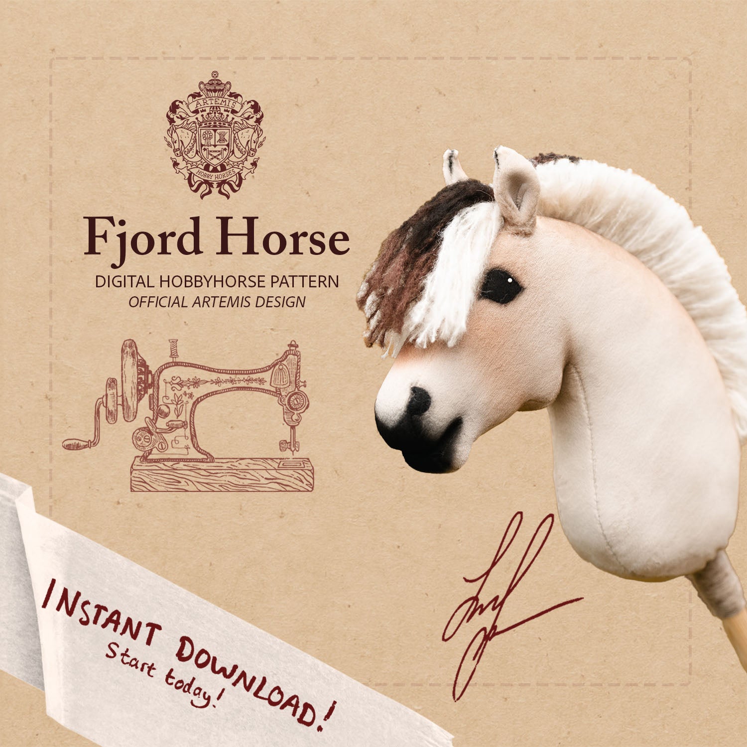 Norwegian Fjord Horse - Hobbyhorse Digital Pattern