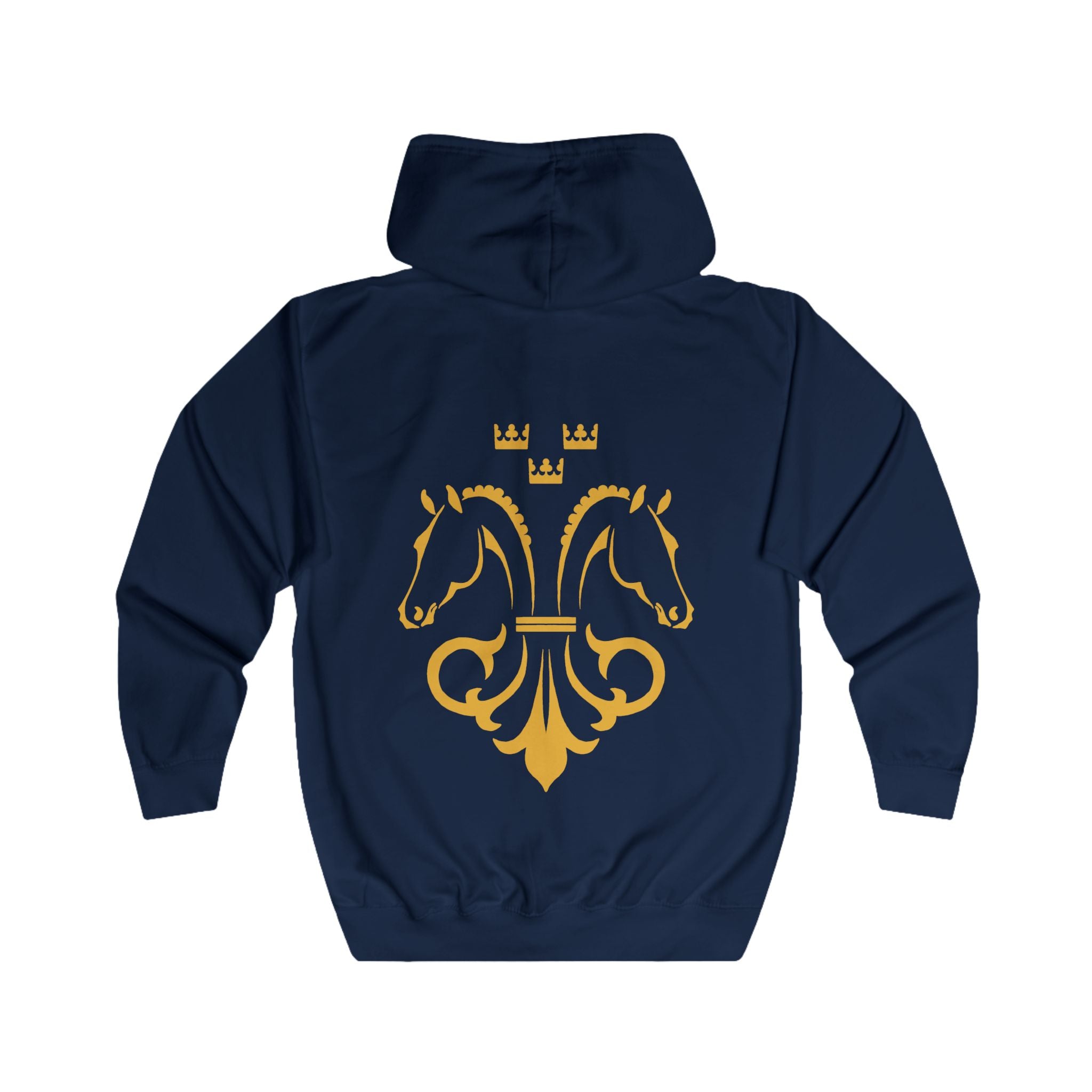 Royal Horses Zip Hoodie — Gold Crest Equestrian Full-Zip Hooded Jacket